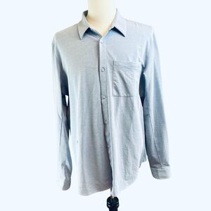 LULULEMON Blue Commission Long‎ Sleeve Button Shirt Mens XXL Pocket Casual Flaw